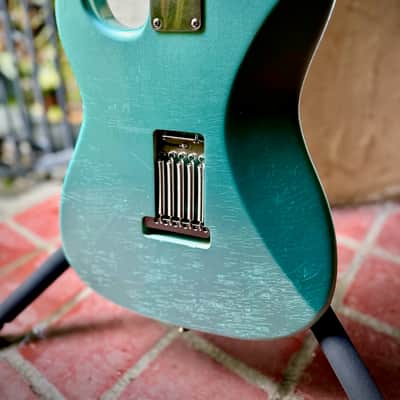 Waterslide Guitars S-Style Coodercaster Aged 'Blue Ice' Nitro, PLEK'd, Mojo Lap Steel+Teisco-Spec Gold Foil Pickups image 6
