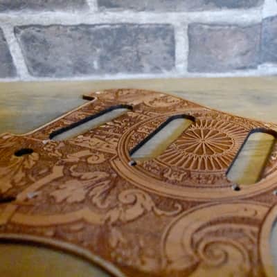 Handcrafted Cherrywood Pickguard for Fender Stratocaster HSS/SSS – Laser-Engraved Unique Design image 4