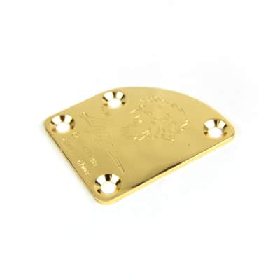 Asymmetrical Volute Neck Plate For bolt-on neck Guitars, Engraved Wolf Gold Plated image 4