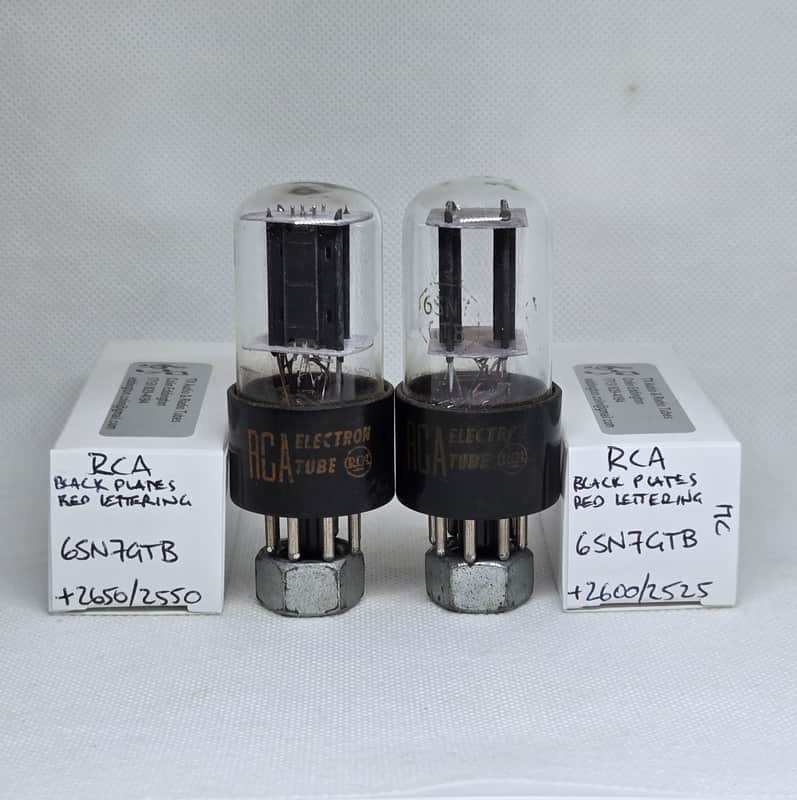 RCA 6SN7GTB Black Plate Very Well Matched (4.7%) Pair NOS 6SN7 6SN7GT image 1