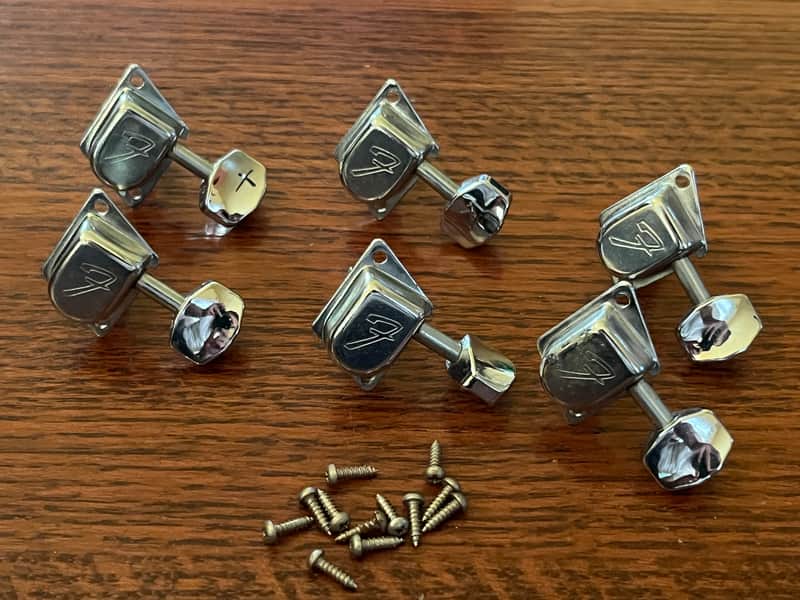 1970s set Fender guitar tuners Stratocaster Telecaster tuning pegs w/ screws and ferrules image 1