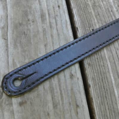 El Dorado Vintage Plain 1 Inch Small Leather Guitar Strap - Black image 5