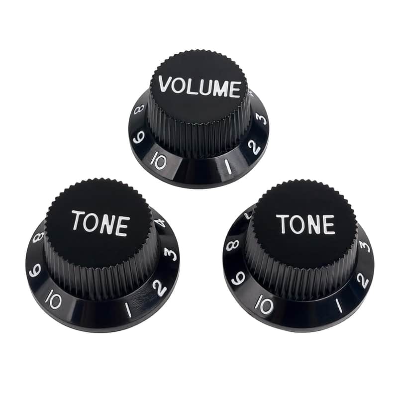 18-Spline Electric Guitar Control Knobs 2 Tone And 1 Volume Knobs Metric 6Mm (15/64") Speed Knobs Top Hat For Squier Strat St Electric Guitars Pack Of 3 Jt/Xn-04 Black image 1