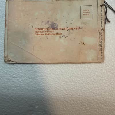 Fender Precision 1960s 1970s Bass Owners Manual Hang Tag Warranty 1960s. 1970s image 2