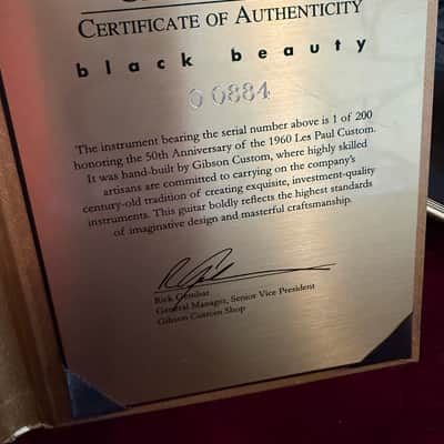 Gibson Custom Shop 1960 Reissue Les Paul Custom Black Beauty 50th Anniversary Gold Book 2010 - Black image 15