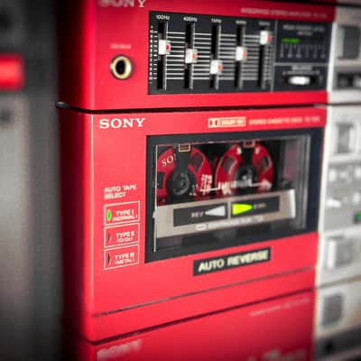 Sony FH-7 + PS-Q7 RED Rarest Vintage Stereo Cassette Turntable System image 4