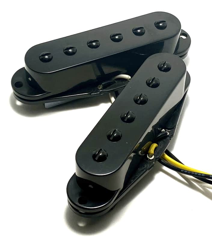 Cane Singles 1 Middle + 1 Neck Set of 2 Pickups ~ Modern Ceramic Power Strat Middle+Neck Pickups, Black image 1