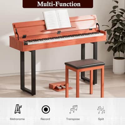 88 Key Weighted Keyboard Piano with Thick Triangular Metal Stand Beginner Digital Piano Full Size Heavy Hammer Weighted Action Electric Piano Keyboard with Bluetooth & MIDI Black image 4
