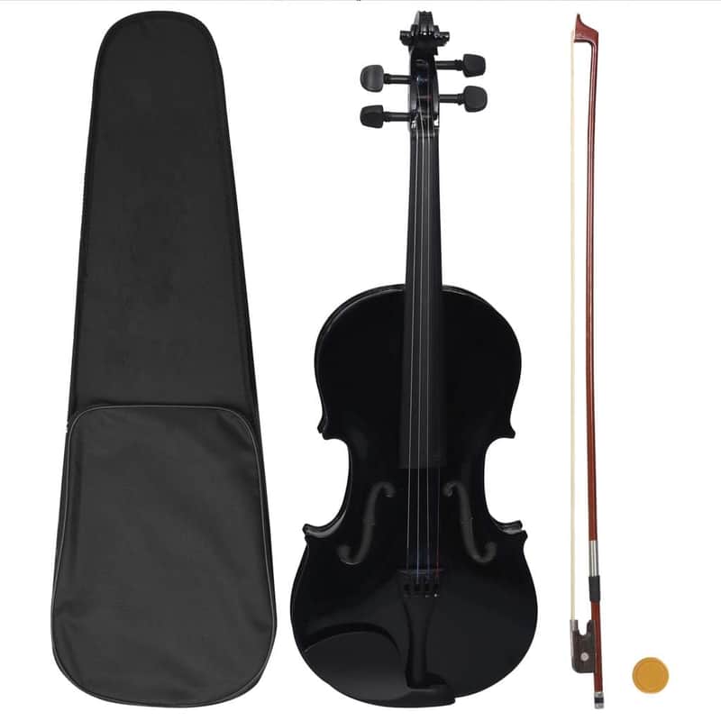 Cxxss Violin Full Set with Bow and Chin Rest Black 4/4-Black image 1