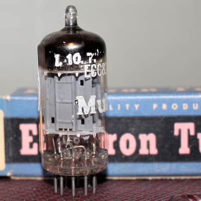 MULLARD ECC82 BLACKBURN 12AU7 LONG PLATE K61 PERFECT BALANCE CAGE GETTER TEST NOS+ IN BOX VINTAGE 1957 image 3