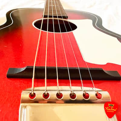 1960s Truetone “Fun Time” 5DC9510 Harmony-Built Redburst Parlor Guitar – “Baby Mama” image 18