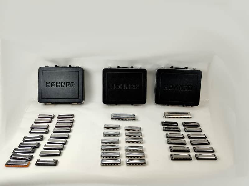 Lot of 42 Harmonicas, 2 Chromonicas, 3 Cases - Suzuki, Hohner, Tombo image 1