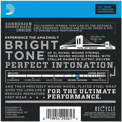 D'Addario EXL120+-3D Electric Guitar Strings, Super Light Plus, 9.5-44, 3 SETS image 2