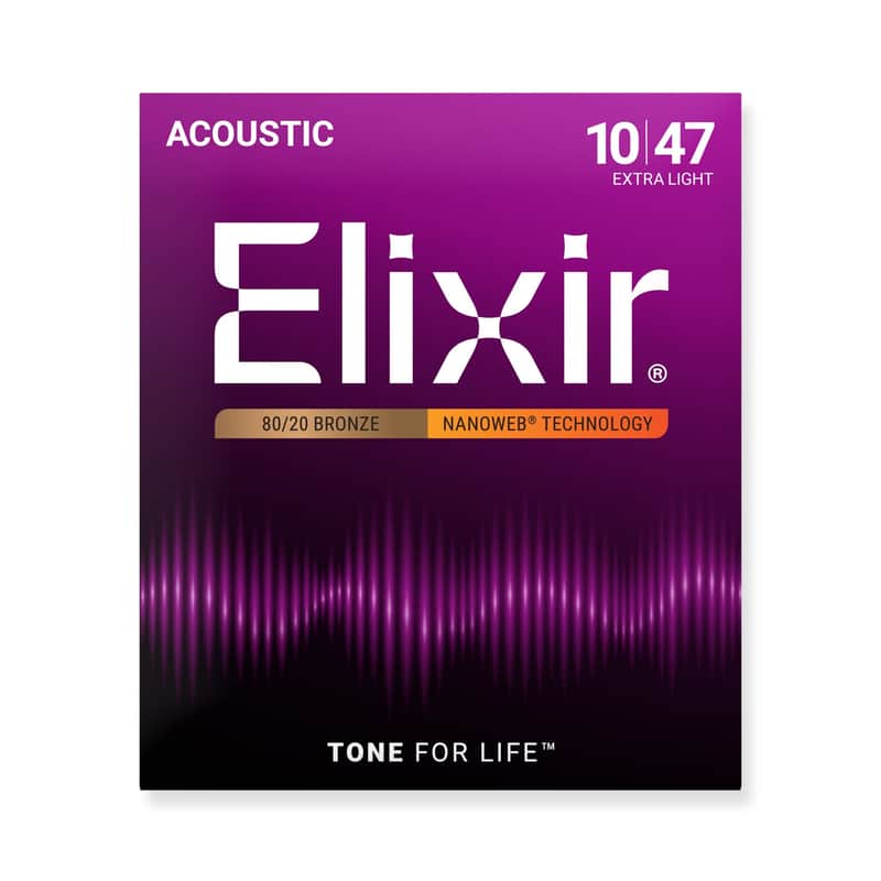 Elixir Nanoweb 80/20 Bronze 10-47 Acoustic Guitar Strings [11002] image 1