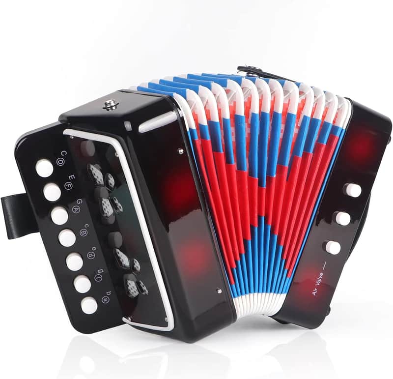 Kids Accordion, 10 Keys Button Control Kid Accordions Musical Instruments for Child Children Toddlers Beginners Accordian Lightweight 7 key 3 Bass Mini