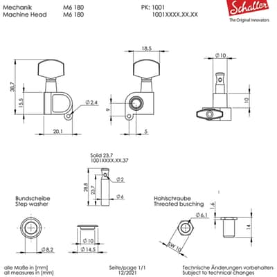 Schaller M6 Locking Tuner Set - Chrome image 2
