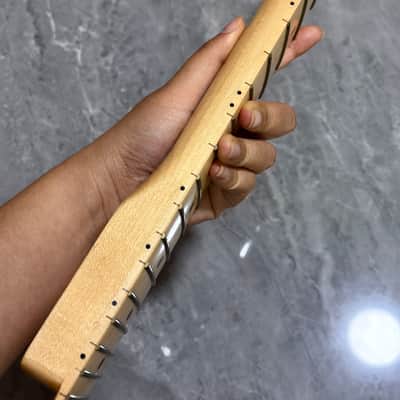 Maple 22 Fret Electric guitar Neck part 25.5" parts Locking nut Natural gloss image 6