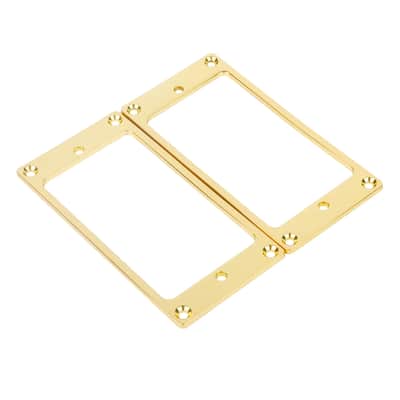 Gold Metal Humbucker Mounting Rings Set 2pc – LP SG Pickup Bezels Flat image 3