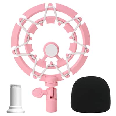 Seiren Mini Microphone Shock Mount - Pink Shock Mount And Pop Filter Compatible For Razer Seiren Mini Mic, Mic Anti Vibration Reduces Vibration Noise Matching Boom Arm By image 1