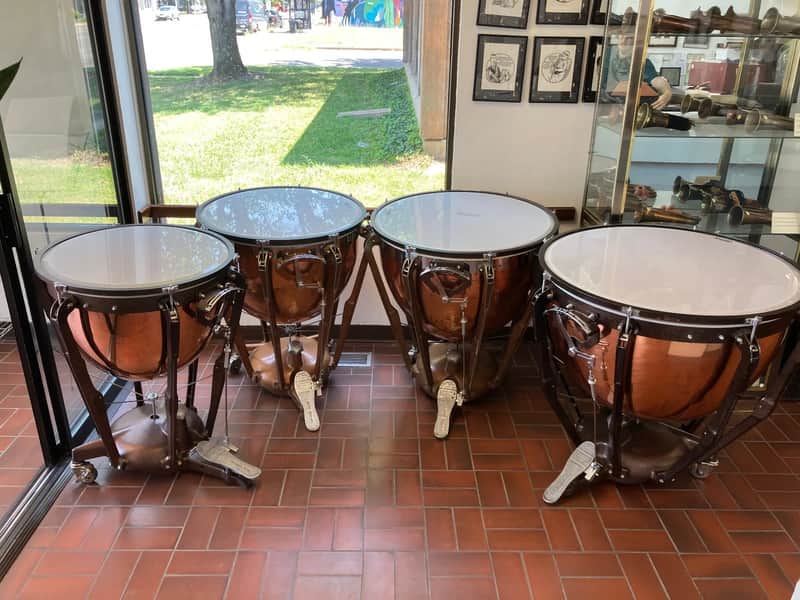 Excellent Set of 4 "Professional" Ludwig Copper Timpani, 23"/26"/29"/32"; with New Heads image 1