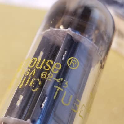 Westinghouse 12BH7A tNOS AT1000 TESTED Vacuum Tube rare long flat RCA-style black plate 12BH7 dual triode 1962 image 5