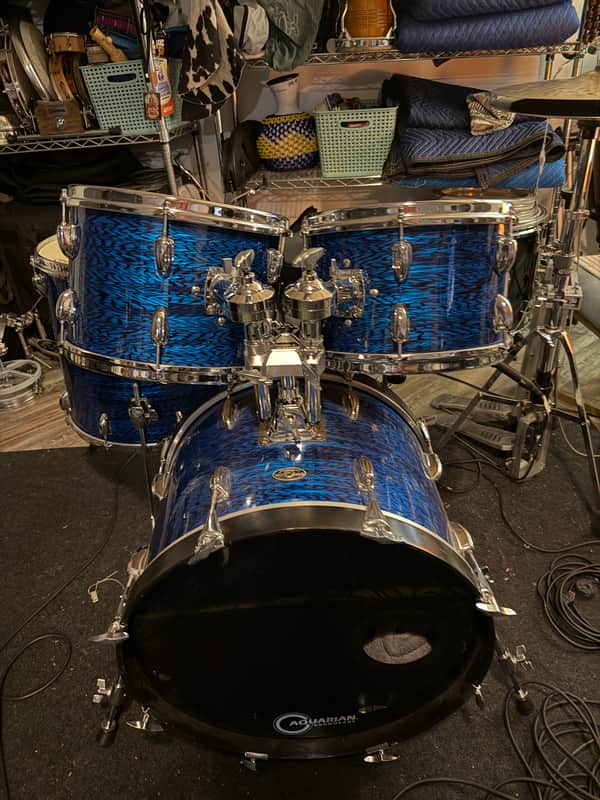 Slingerland 4 piece kit (no snare) 60’s/70’s - Blue Agate Wrap image 1