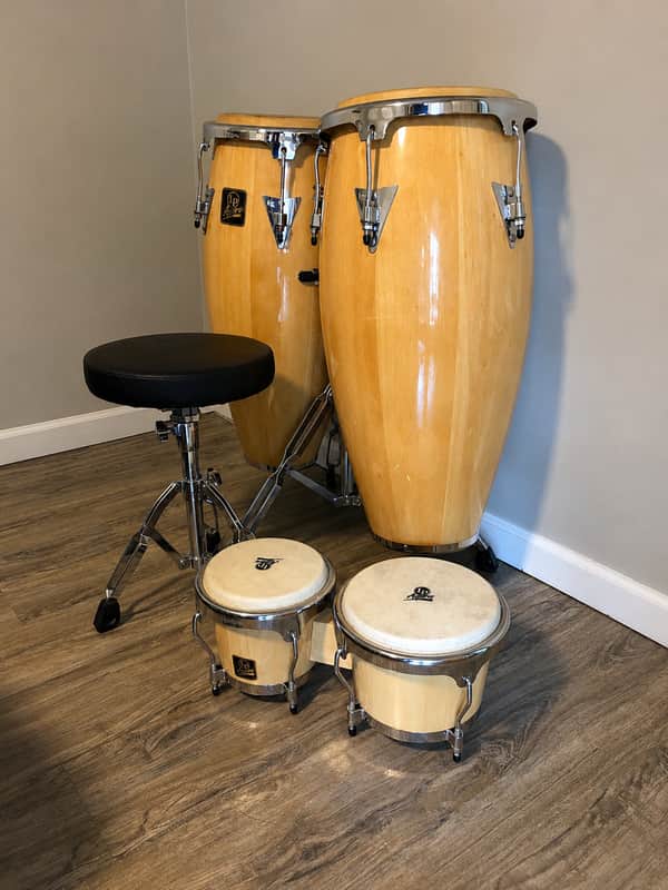LP Aspire LPA646-AW 10"/11" Conga Set w/ Matching Bongos, Stand & Pearl Throne image 1
