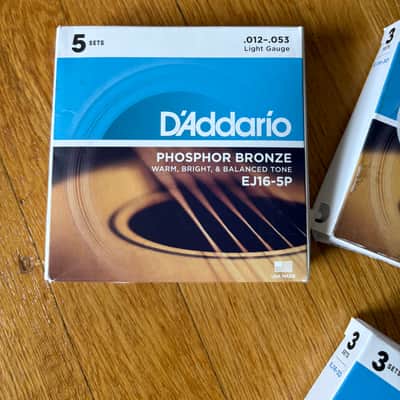 D'Addario Acoustic Guitar Strings, Phosphor Bronze, EJ16-5P, Light Gauge 12-53 11 Packs image 2