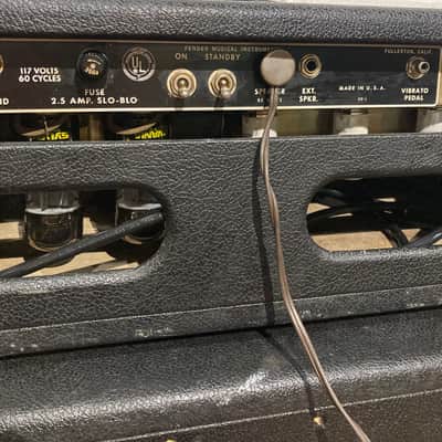 Fender Showman 2-Channel 85-Watt Guitar Amp Head W/ 1x15” Tone Ring Cabinet -1963 - 1966 - Black Panel image 8
