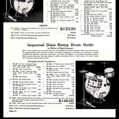 Ludwig & Ludwig Swing Session Drum Outfit 1940’s - Black and gold duco lacquer 11/14/26 & matching snare image 6