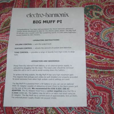 lightly handled - mostly very clean Electro Harmonix EMPTY CARDBOARD BOX and printout copy of Owner's Instructions ONLY for USA Big Muff Reissue (NO Pedal, NO original paperwork) image 24