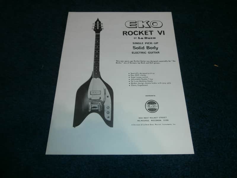 Vintage 1960's Eko Rocket VI Guitar/Rocket IV Introduction Double Sided Flyer! image 1