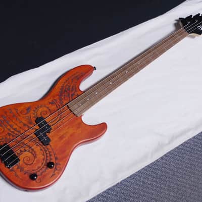 LUNA Tattoo 34" long scale 4-string BASS guitar w/ Case NEW TAT 34 - Laser Etch image 3