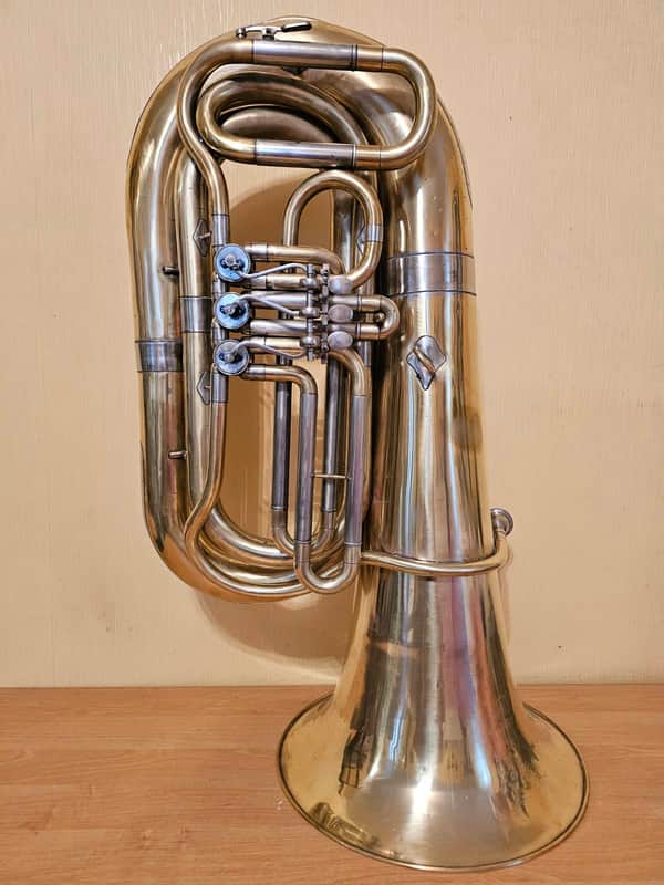Tuba “Bb" Soviet 3 Valves Brass Pipe Wind Instrument Horn USSR Vintage and Rare image 1