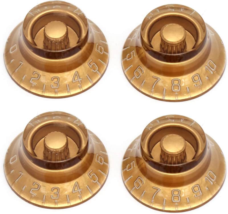 Electric Guitar Top Hat Knobs Speed Volume Tone Control Knobs Compatible with Les Paul LP Guitar Parts Replacement Set of 4Pcs. (Gold) image 1