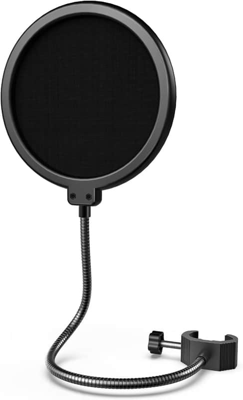 Microphone Pop Filter for Boom Arm or Desktop Stand, Mic Shield with Dual Layers, Gooseneck Clip, Fit for Streaming, Podcasting, Voice-Over, Singing for Home Recording Studio image 1