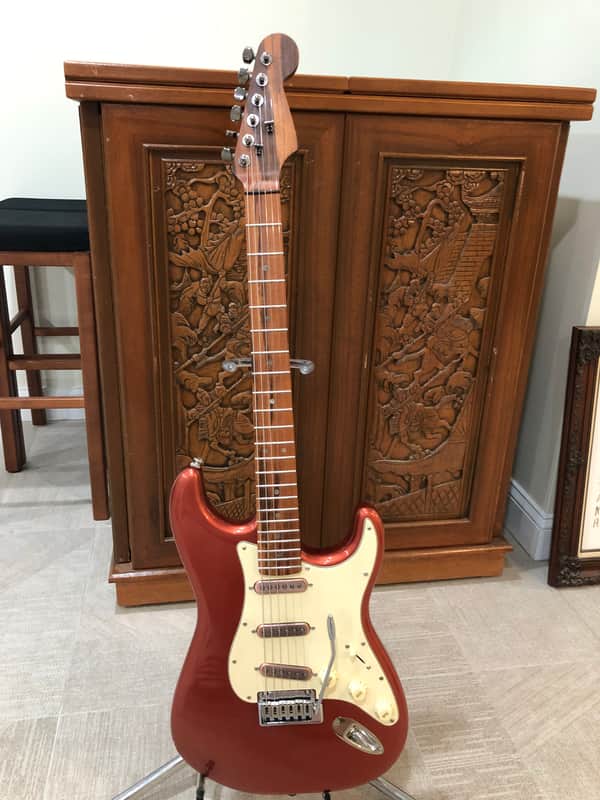 Fender Stratocaster MIM with USA=-made Warmoth Neck 2021 Aged Candy Apple Red image 1