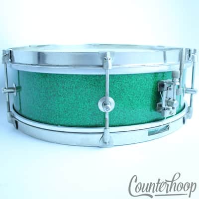 Kent 14x5" Green Sparkle Snare Drum Vintage 50s Nickel Single Tension Kenmore,NY image 4
