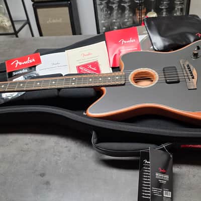 Fender American Acoustasonic Jazzmaster BRAND NEW Tungsten Green Mahogany Spruce Tim Shaw Shawbucker Humbucker Pickup Fishman Piezo System Semi-Hollow Body Acoustic-Electric Guitar image 2