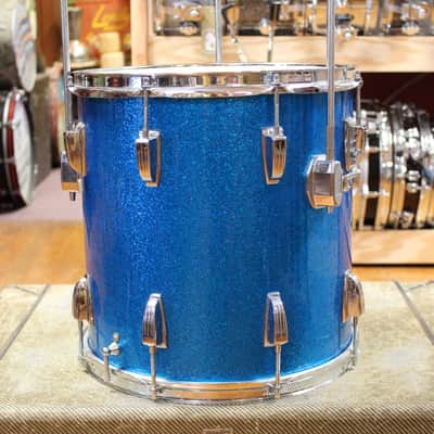 1960s Ludwig Downbeat Outfit in Sparkling Blue Pearl 14x20 8x12 14x14 image 11