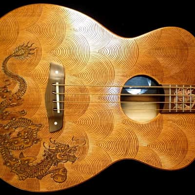 Blueberry Handmade Acoustic Bass Guitar Dragon Motif Bild 3