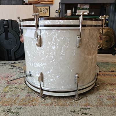 Leedy 20x14" 3-ply Bass Drum - White Marine Pearl - Nickel Hardware 1950 image 10