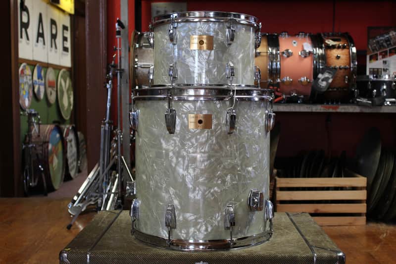 00s Lawton Drum Company 8x12 Tom and 16x16 Floor Tom in White Marine Pearl image 1