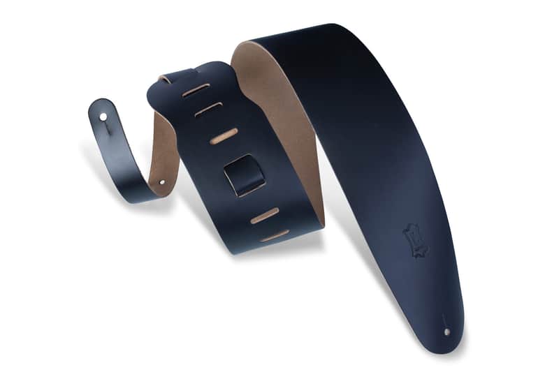 Levy's 3 1/2" Chrome-Tan Leather Bass Strap, Black image 1