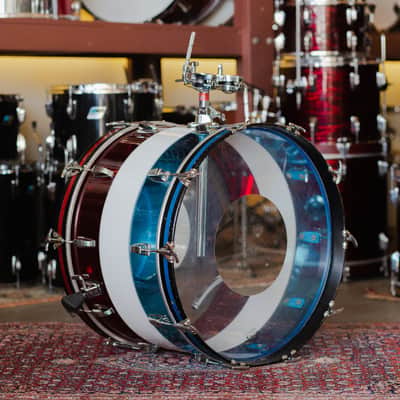 Ludwig 1970s Ludwig Vistalite Kit in Red, White, and Blue - 14x22, 16x16, 8x12 image 8