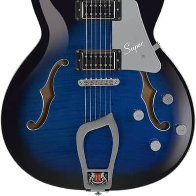 Hagstrom HSSUVIK60 Electric Guitar, Super Viking, Dark Baltic Sea Flame image 5