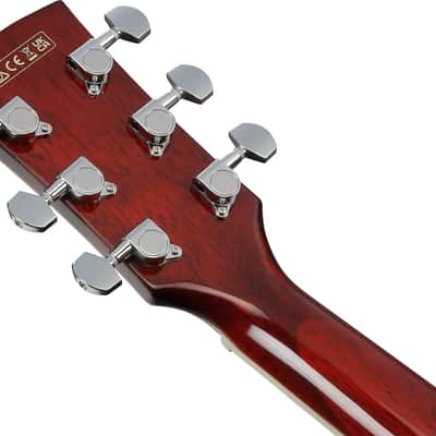 Ibanez AJ70M1E Artwood Jumbo Acoustic-Electric Guitar, Solid Spruce Top, Wine Red image 6