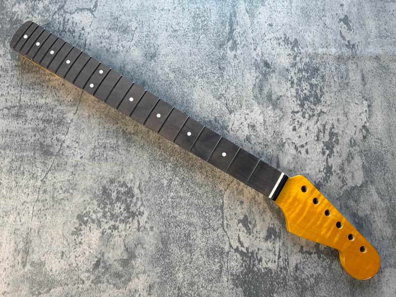 BMC Guitar Neck Strat® Stratocaster® 21 Fret Amber Flame Maple With Rosewood Fingerboard Rounded Fret Ends 9.5 Radius  SFMRA21 #3 image 1