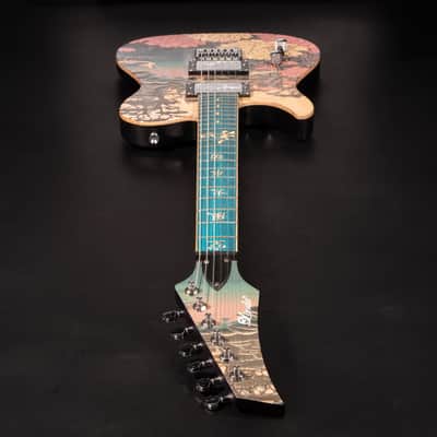 Lindo Left Handed Koya Electric Guitar | Composite Neck | Luminlays | Five Elements Kanji Fretboard Inlays in Maple and Abalone Sea Shell | Japanese Wilderness Art | Designed in Bristol, UK image 7