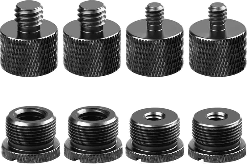 Mic Stand Adapter Set,8 Pcs Mic Thread Adapters-5/8 Female to 3/8 Male and 3/8 Female to 5/8 Male, 5/8 Female to 1/4 Male and 1/4 Female to 5/8 Male-Screw Adapter for Microphone Stand Mic Boom Arm image 1
